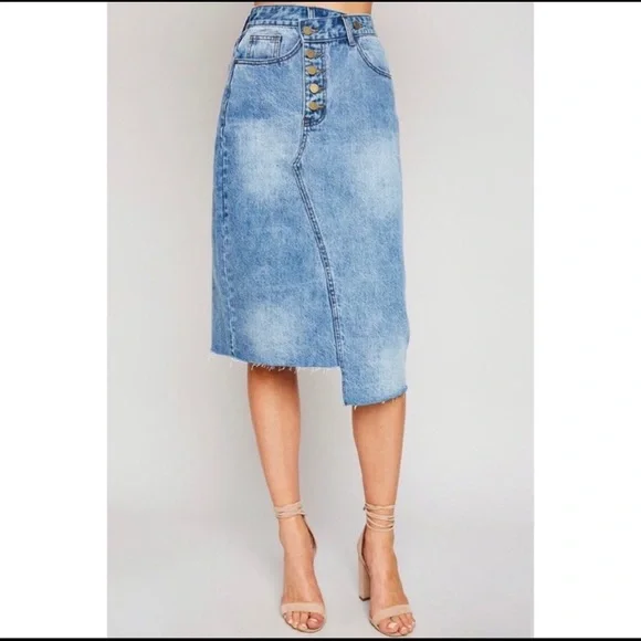 ASYMMETRICAL Denim Skirt - Picture 3 of 9